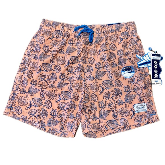 beach bros Other - Men’s M Swim Trunks Beach Bros NWT 4 Way Stretch Leafy Floral Tangerine